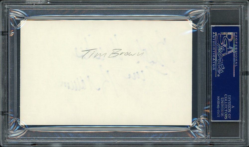Tim Brown Autographed 3X5 Index Card Oakland Raiders "Best Wishes" PSA/DNA Image a