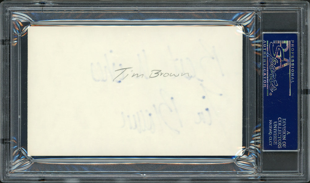 Tim Brown Autographed 3X5 Index Card Oakland Raiders "Best Wishes" PSA/DNA Image a