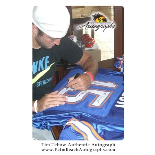 Tim Tebow Autographed Signed Florida Gators (Blue #15) Deluxe Framed Jersey  With 06 Champs , 07 Heisman , 08 Champs - Tebow Holo