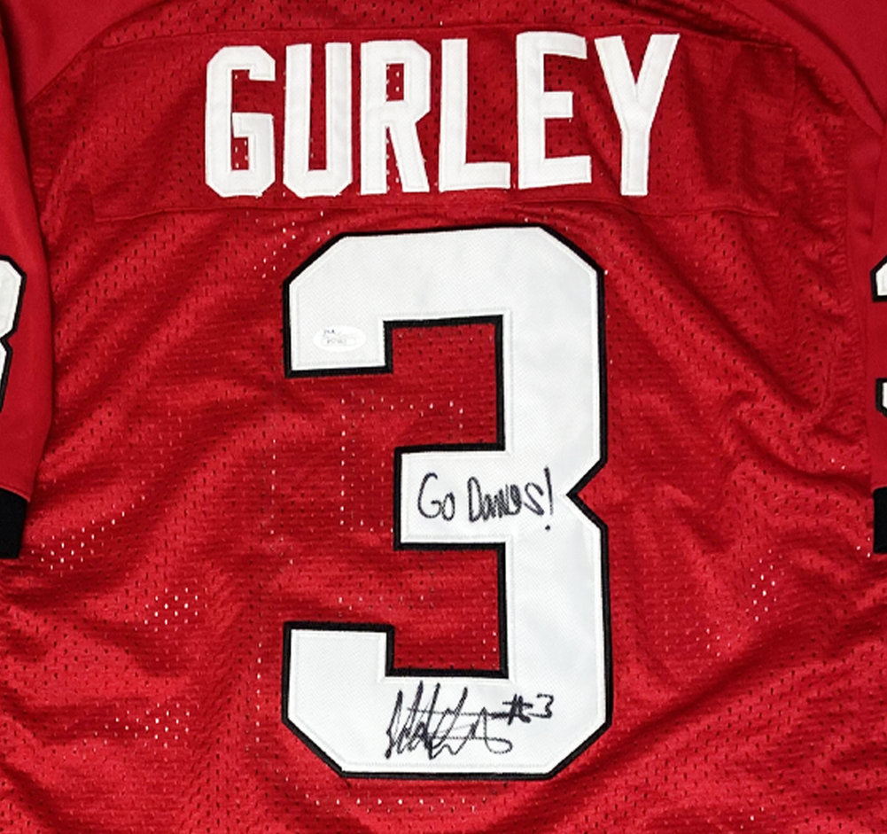 Todd Gurley Signed Autographed Red Georgia Bulldogs Nike Team Jersey Go Dawgs Inscription - JSA Authentic Image a