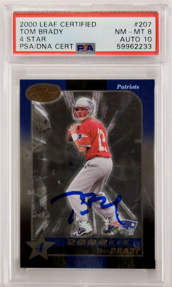 Tom Brady Autographed Signed 2000 Leaf Certified Rookie Card #207 New England Patriots PSA Auto Grade Gem Mint 10 #387/1500 PSA/DNA Image a