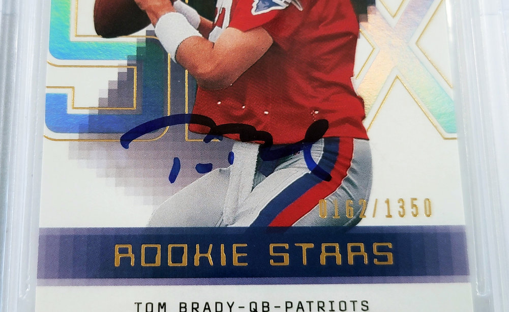 Tom Brady Autographed Signed 2000 UDA Spx Rookie Card #130 New England Patriots Bgs 9.5 Auto Grade Gem Mint 10 #162/1350 Beckett Beckett Witness #12973212 Image a