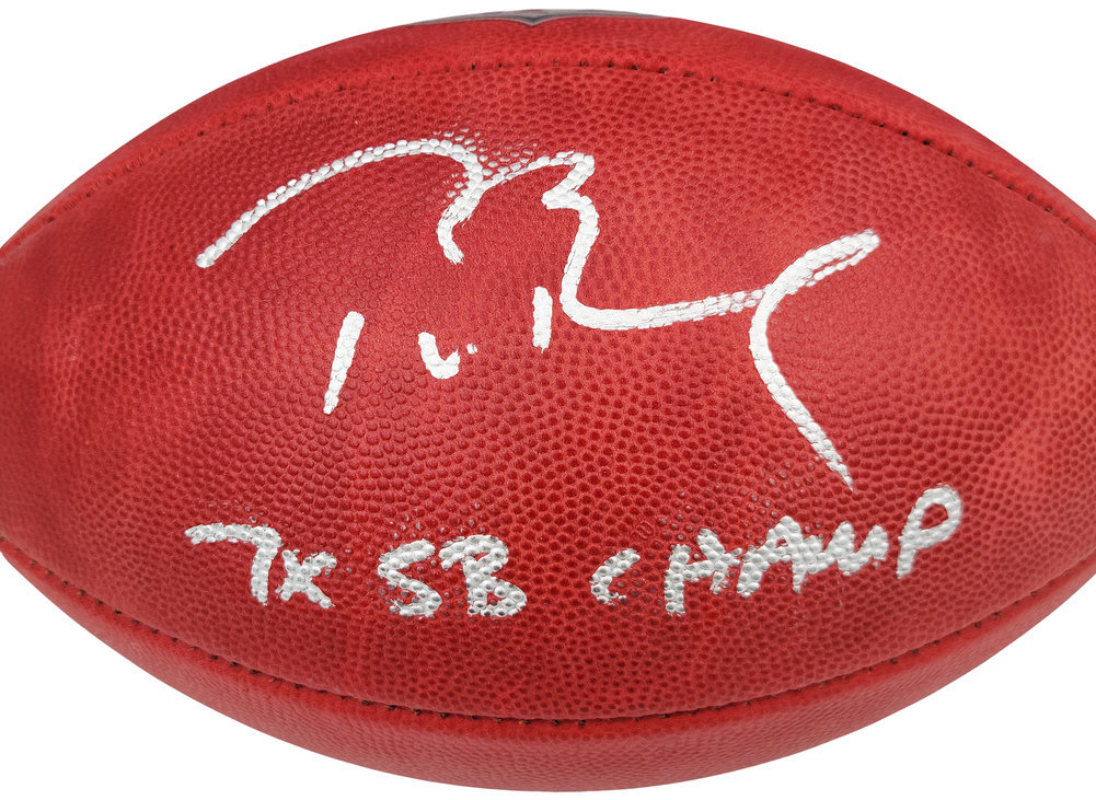 Tom Brady Autographed Signed Official NFL Leather Football Tampa Bay Buccaneers 7X Sb Champ Fanatics Holo #202365 Image a