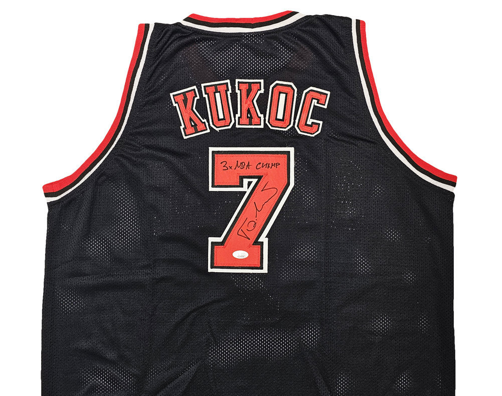 Chicago Bulls Toni Kukoc Autographed Black Jersey "HOF 21" JSA Image a