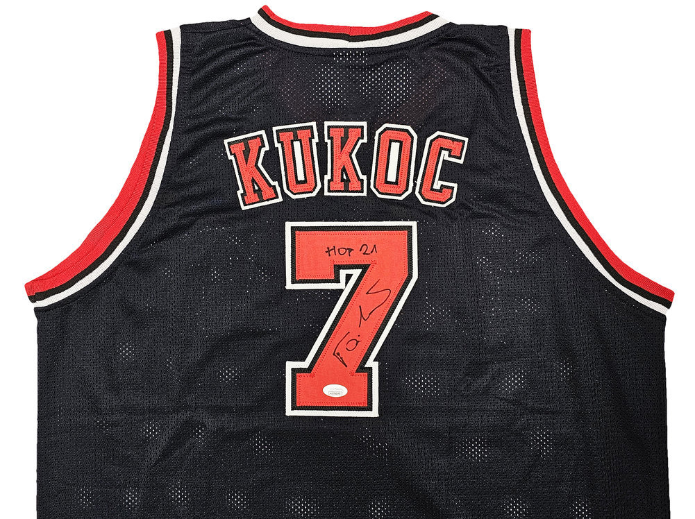 Chicago Bulls Toni Kukoc Autographed Black Jersey "HOF 21" JSA Image a
