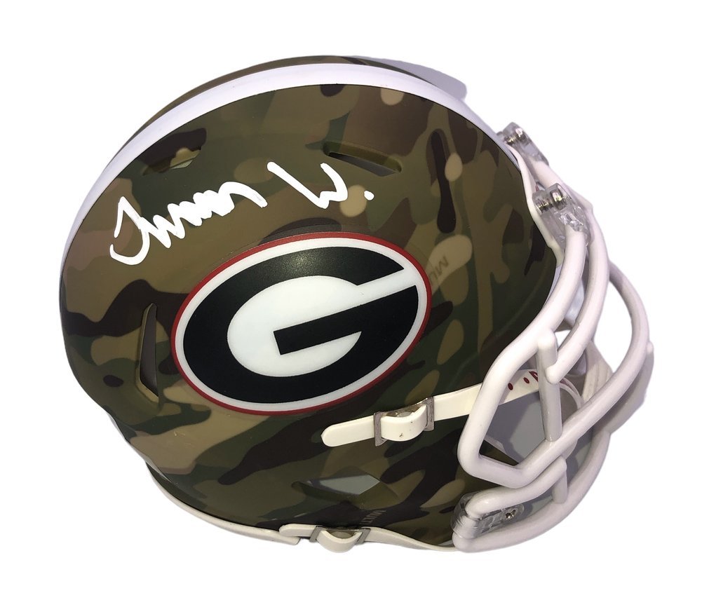 Travon Walker Signed Georgia Bulldogs Riddell Camo Speed Mini Helmet - Beckett Image a