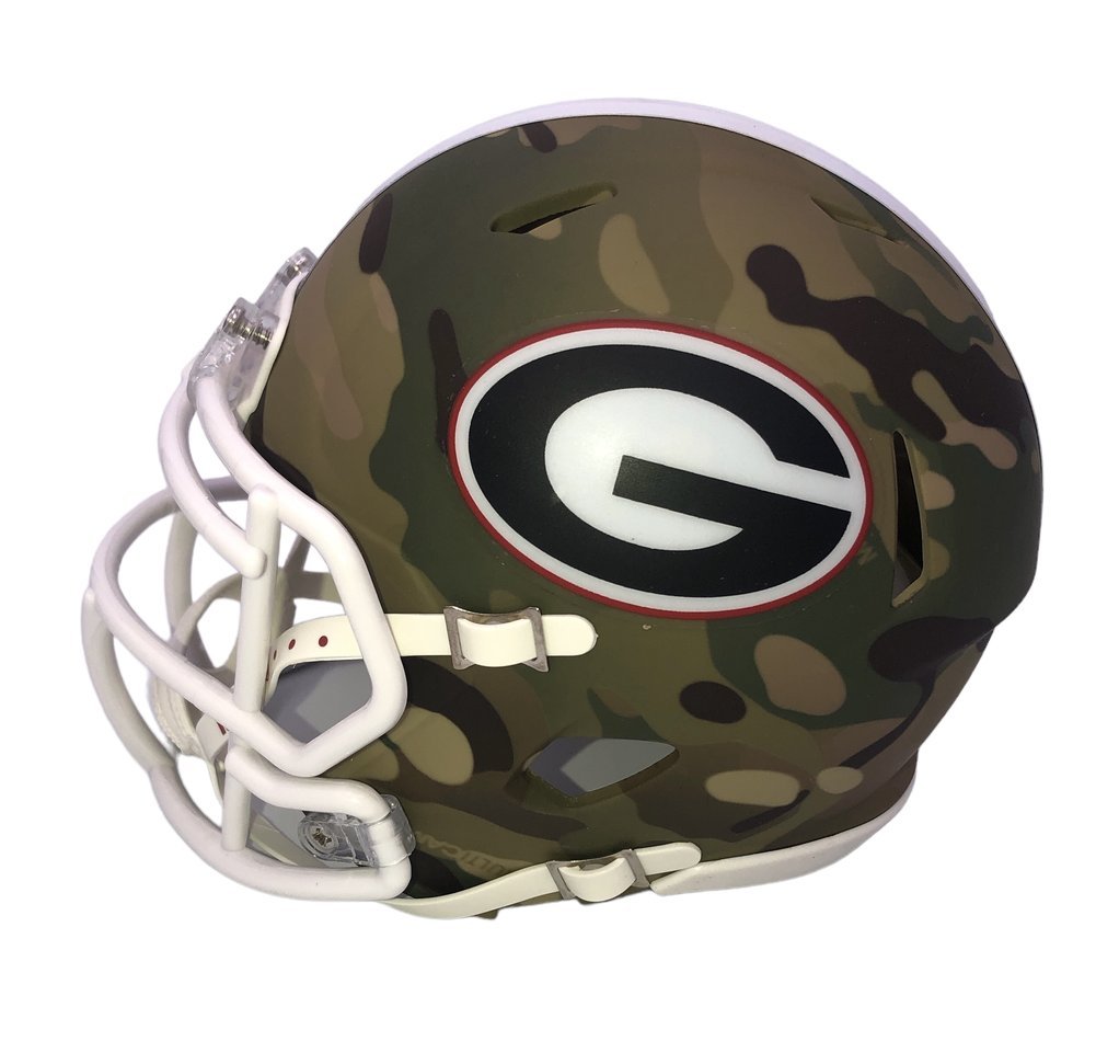 Travon Walker Signed Georgia Bulldogs Riddell Camo Speed Mini Helmet - Beckett Image a