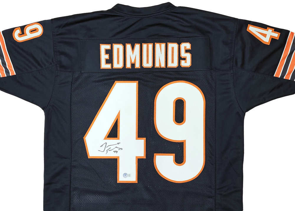 Chicago Bears Tremaine Edmunds Autographed Blue Jersey Beckett Beckett Qr #216946 Image a