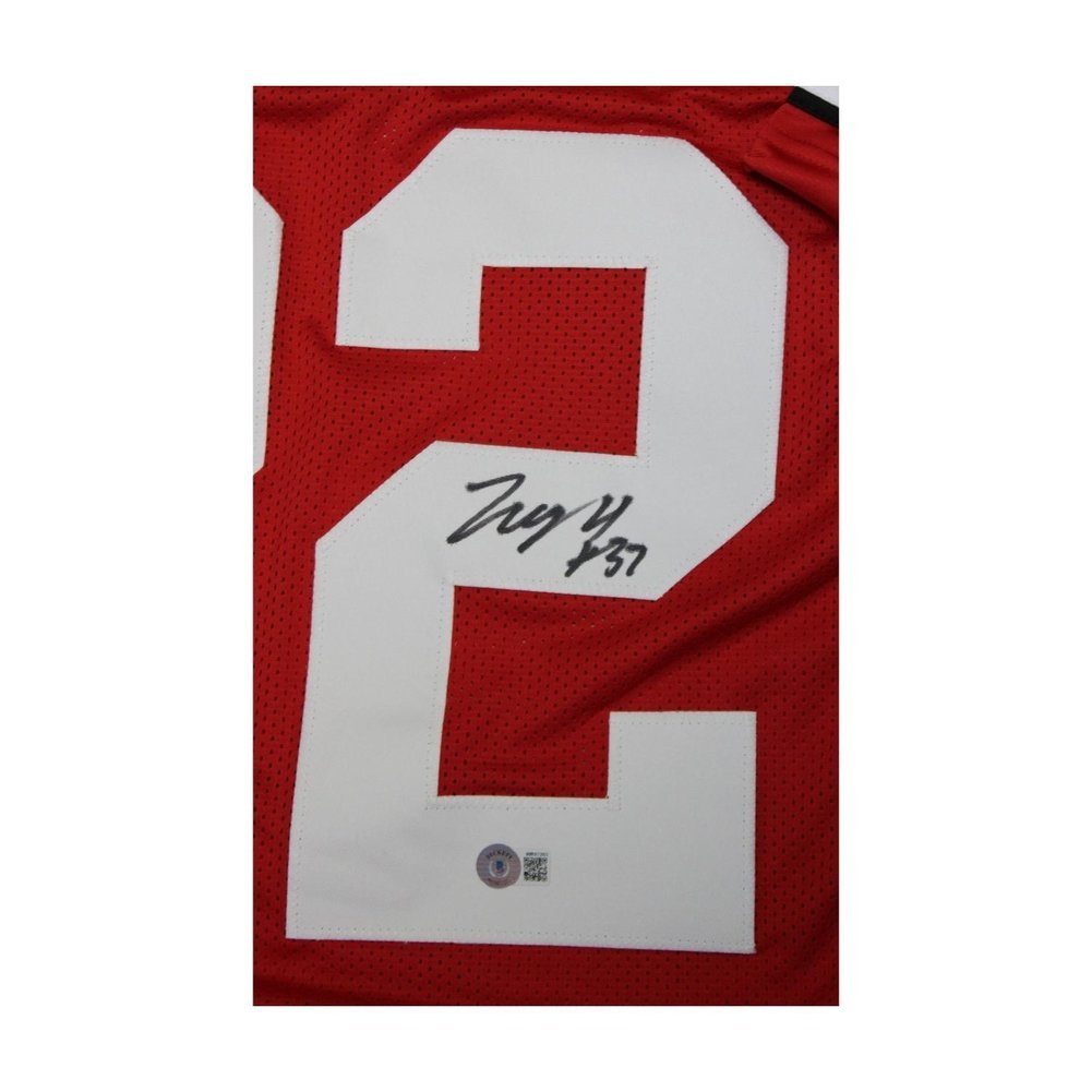TreVeyon Henderson Signed Signed Ohio State Buckeyes Custom #32 Red Jersey - BAS Image a
