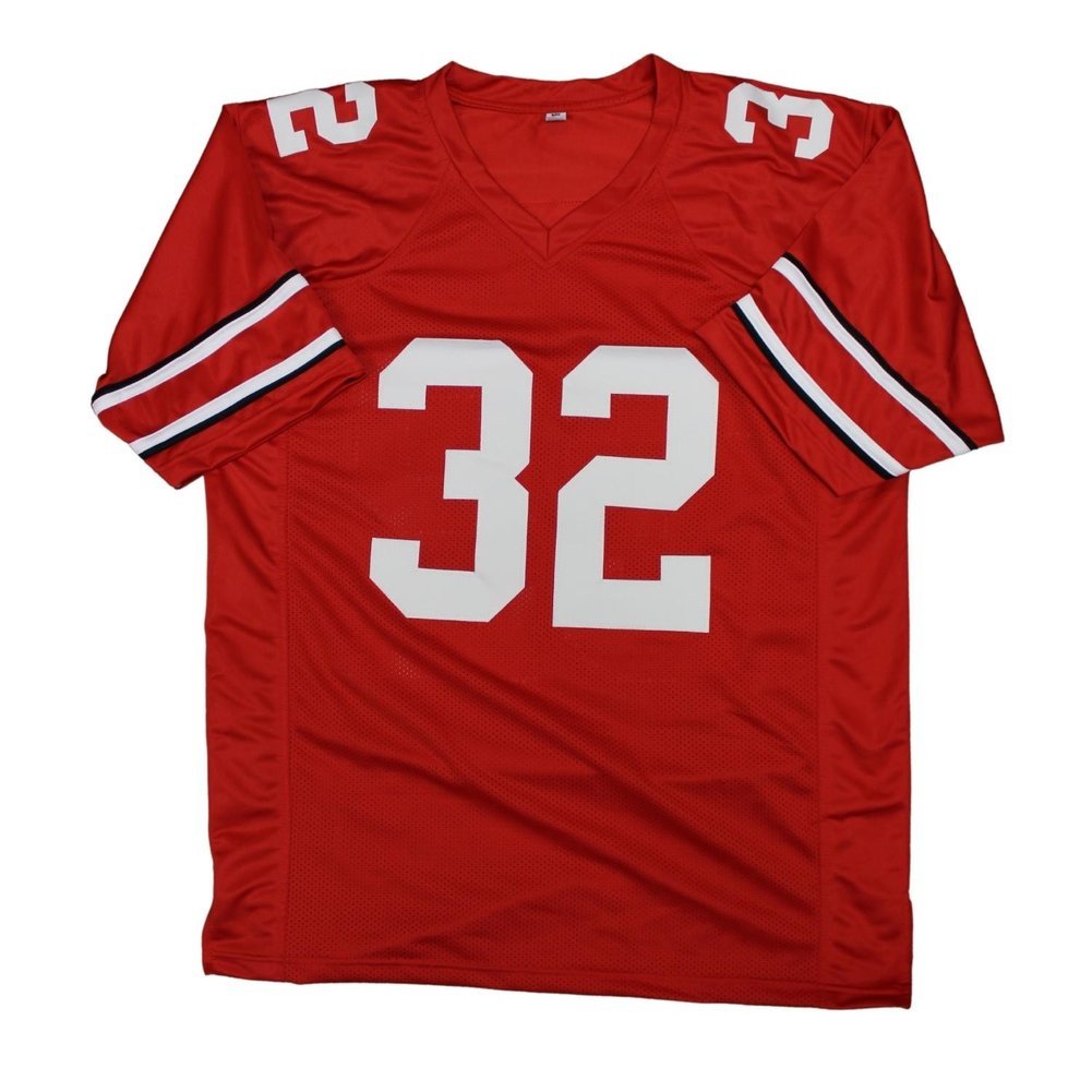 TreVeyon Henderson Signed Signed Ohio State Buckeyes Custom #32 Red Jersey - BAS Image a