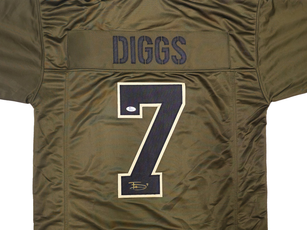Dallas Cowboys Trevon Diggs Autographed Army Green Jersey PSA/DNA Image a