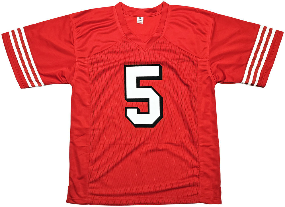 San Francisco 49Ers Trey Lance Autographed Red Jersey Beckett Beckett Witness #215019 Image a