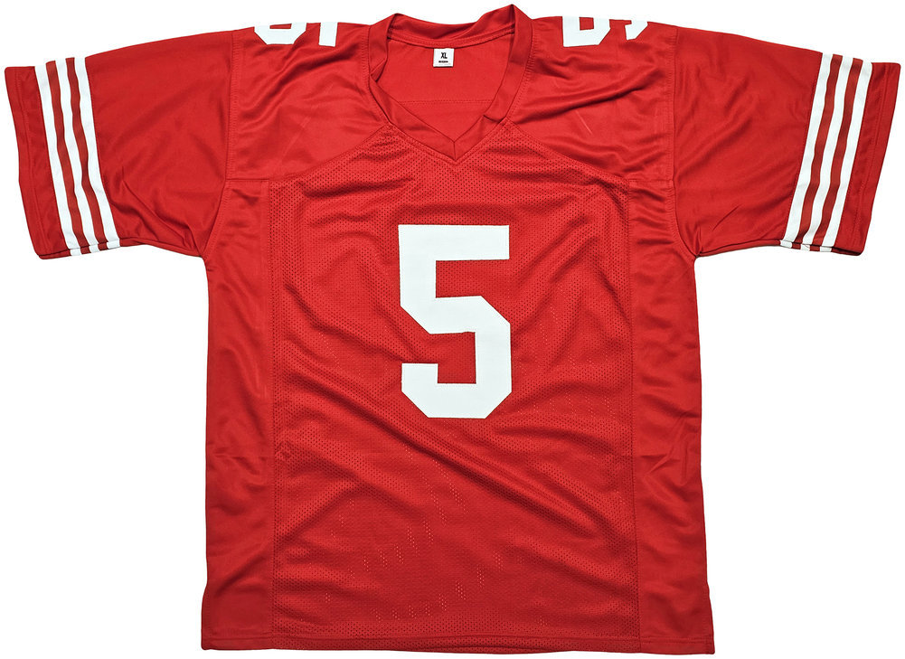 San Francisco 49Ers Trey Lance Autographed Red Jersey Beckett Beckett Witness #215020 Image a