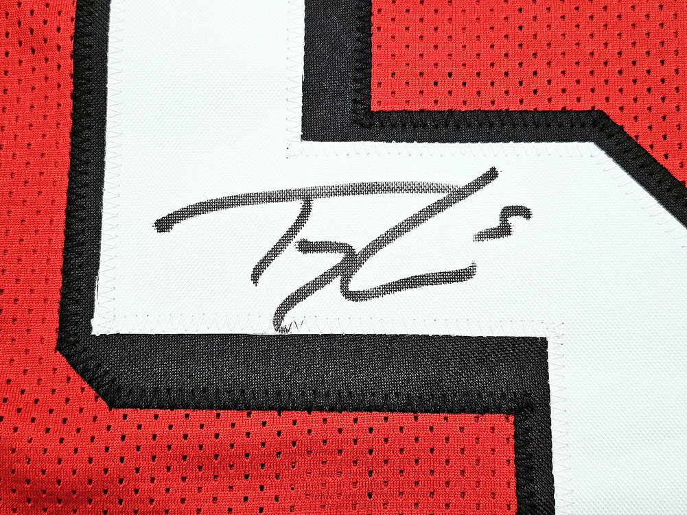 San Francisco 49Ers Trey Lance Autographed Red Jersey Beckett Beckett Witness #215019 Image a