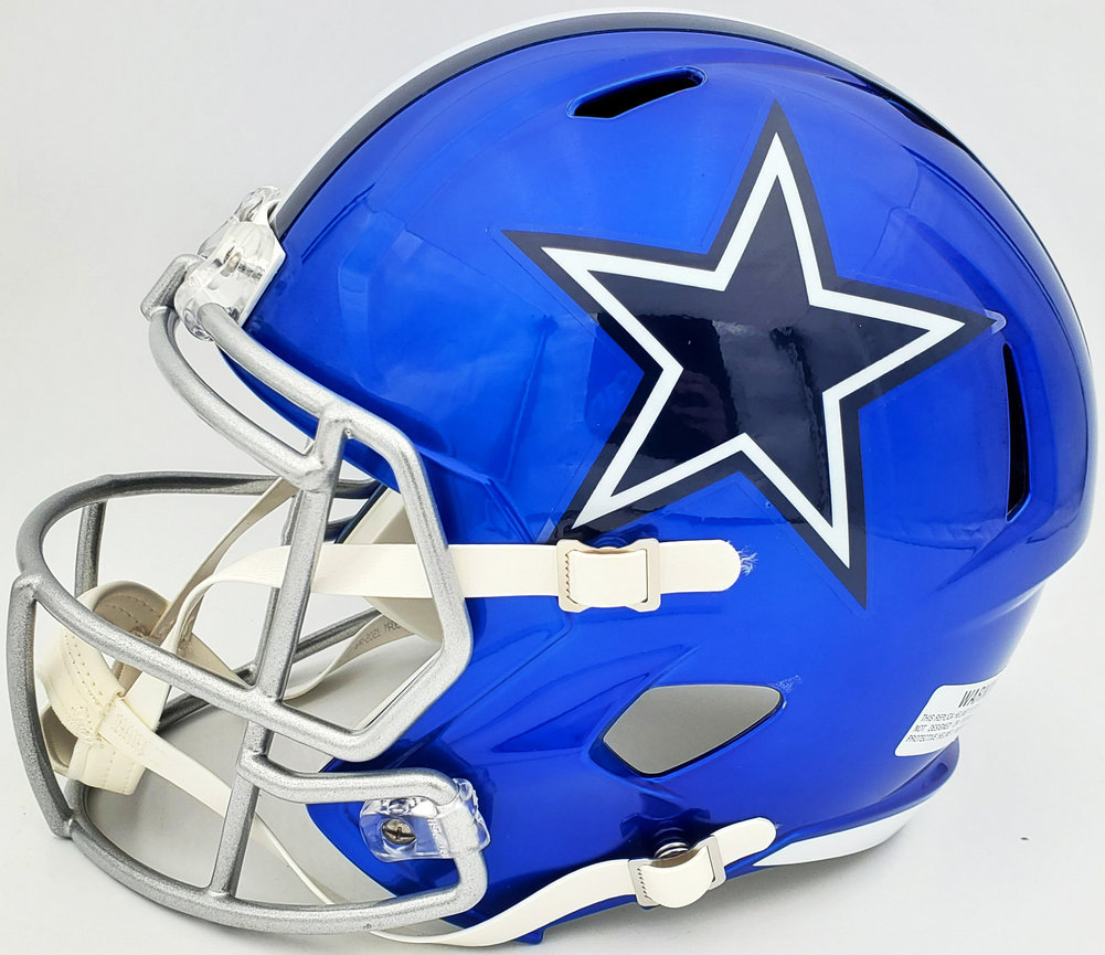 Troy Aikman Autographed Signed Dallas Cowboys Flash Blue Full Size Replica Speed Helmet Beckett Beckett Qr #197456 Image a
