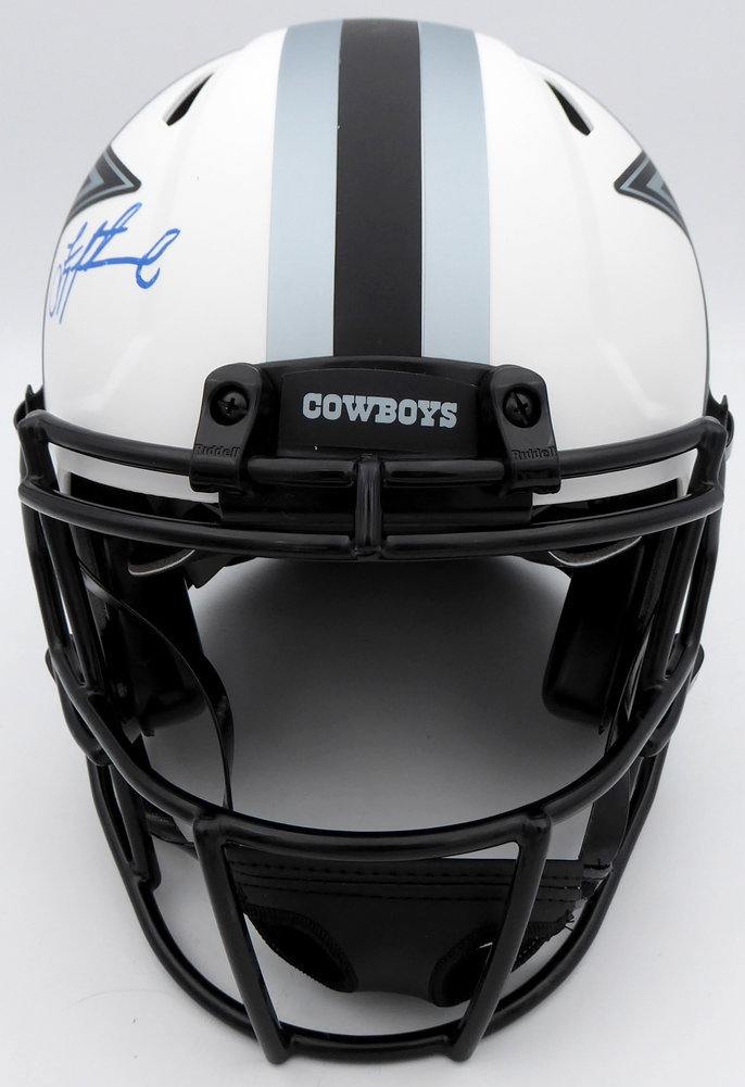 Troy Aikman Autographed Signed Dallas Cowboys Lunar Eclipse White Full Size Authentic Speed Helmet (Bubbled Auto) Beckett Beckett Qr #Wu63097 Image a