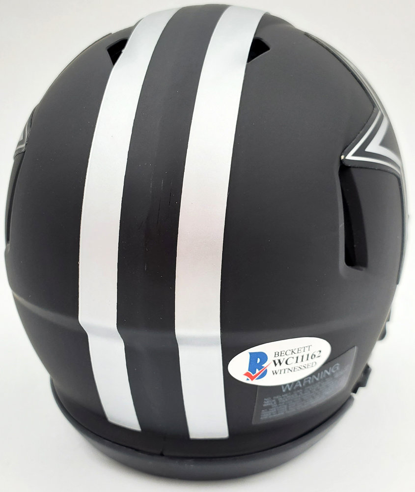 Troy Aikman Autographed Signed Eclipse Black Dallas Cowboys Speed Mini Helmet Beckett Beckett #178332 Image a