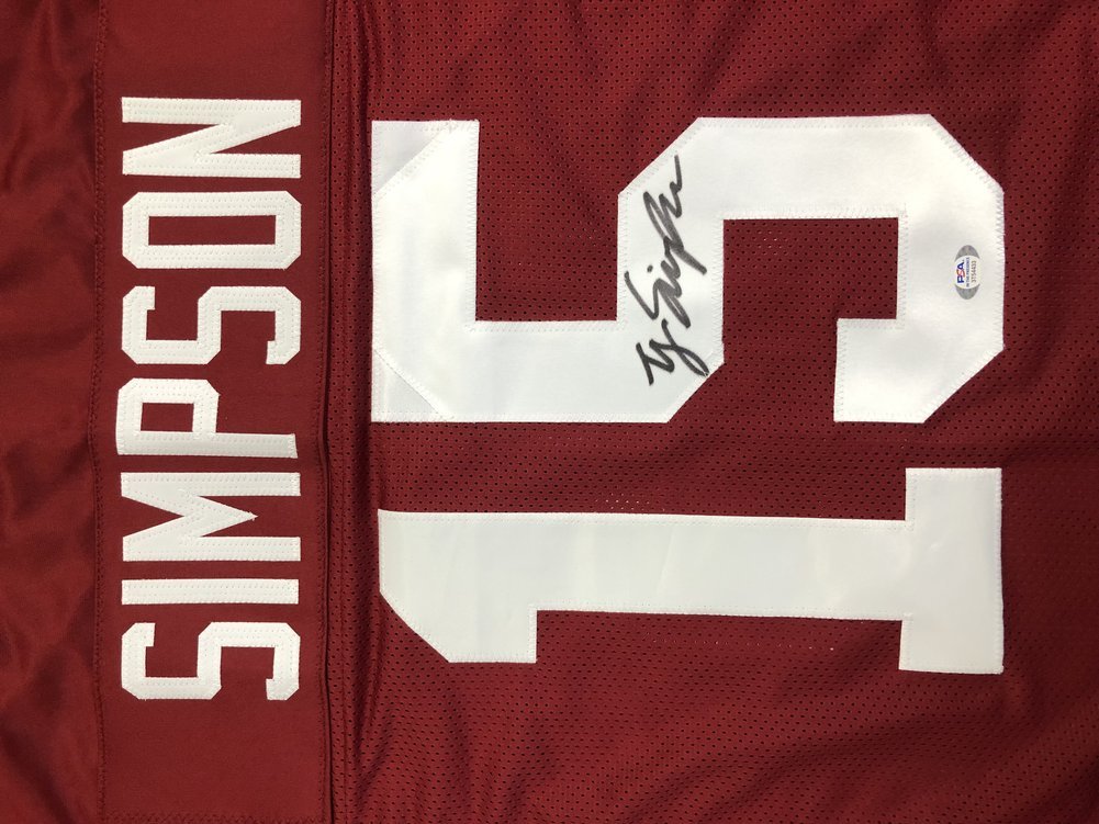 Ty Simpson Autographed Signed Alabama Crimson Tide Custom Crimson Jersey - PSA/DNA Authentic Image a