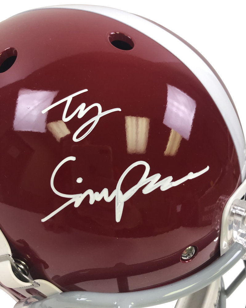 Ty Simpson Autographed Signed Alabama Crimson Tide Schutt Full Size Replica Helmet - PSA/DNA Authentic Image a