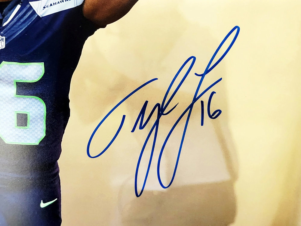 Tyler Lockett Autographed Framed 16X20 Photo Seattle Seahawks Tunnel Mcs Holo #210971 Image a