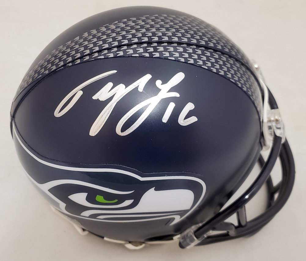 Tyler Lockett Autographed Seattle Seahawks Mini Helmet In Silver Mcs Holo #182258 Image a