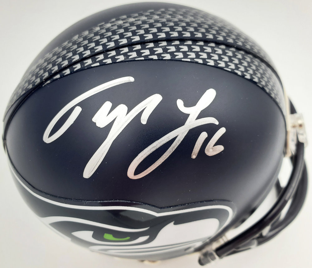 Tyler Lockett Autographed Seattle Seahawks Mini Helmet In Silver Mcs Holo #182258 Image a