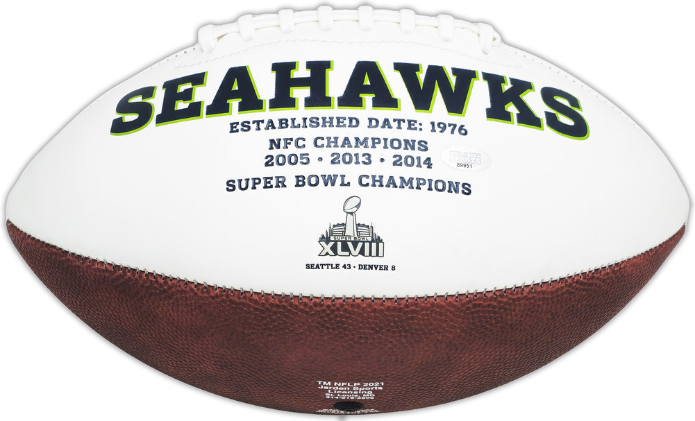 Tyler Lockett Autographed Seattle Seahawks White Logo Football Mcs Holo #222026 Image a
