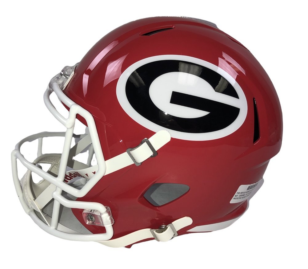 Vince Dooley Autographed Signed Georgia Bulldogs Riddell Speed Replica Full Size Helmet with "1980 Natl Champs" & "Go Dawgs" Image a