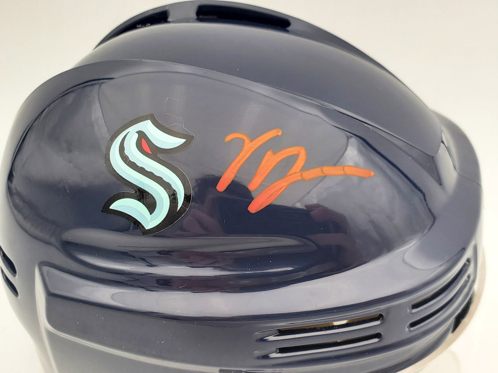 Vince Dunn Autographed Seattle Kraken Blue Mini Helmet Fanatics Holo #200299 Image a