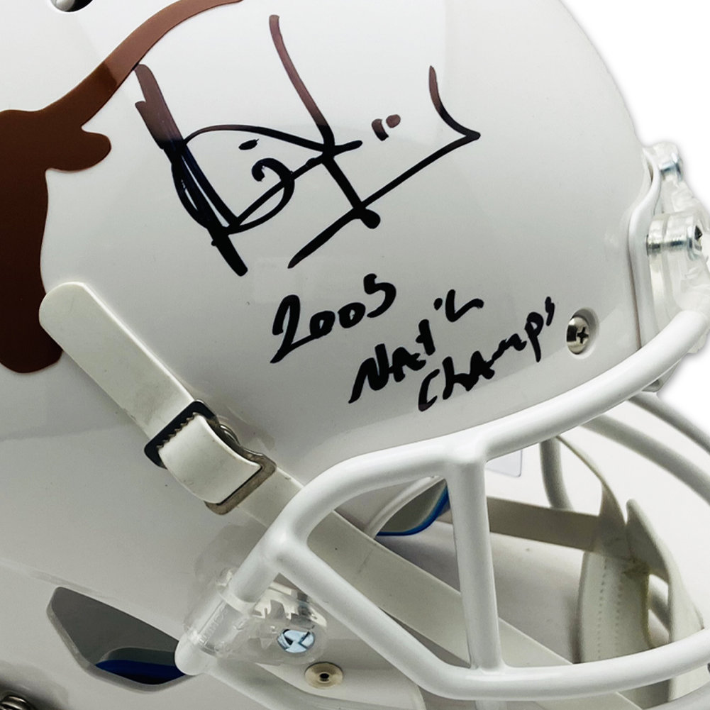 Vince Young Autographed Signed Texas Longhorns White Schutt Replica 2005 National Champs Full Size Helmet- PSA/DNA Authentic Image a