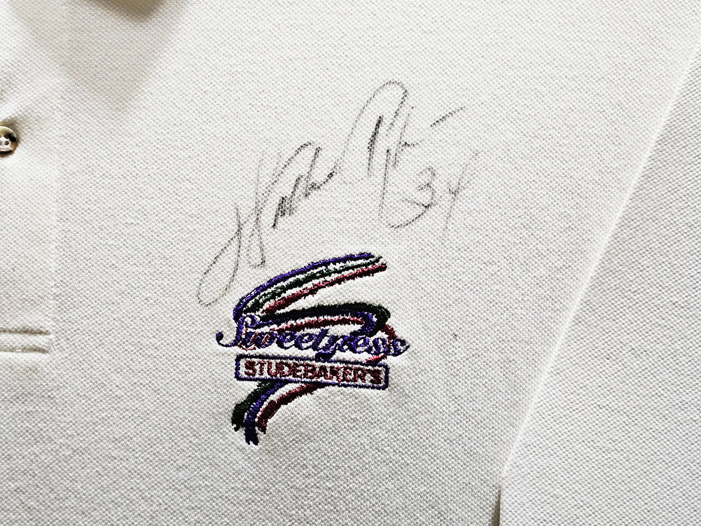 Walter Payton Autographed Framed Outer Banks Sweetness White Polo Chicago Bears JSA Image a