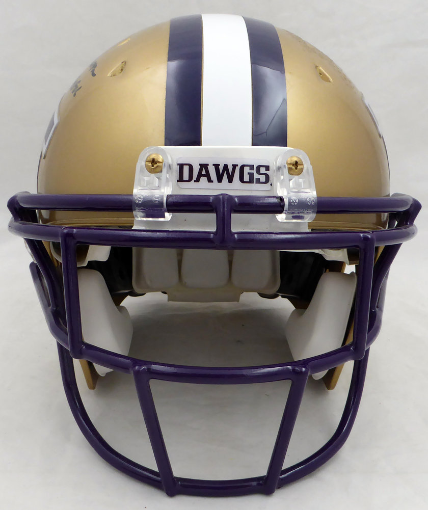Warren Moon Autographed Signed Gold Speed Authentic Full Size Helmet Washington Huskies "HOF 06" Mcs Holo #82059 Image a