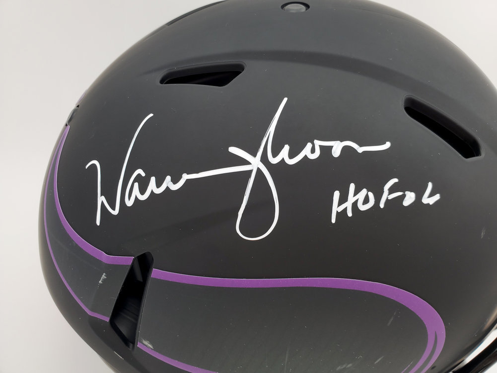 Warren Moon Autographed Signed Minnesota Vikings Eclipse Black Full Size Speed Authentic Helmet "HOF 06" Mcs Holo #187024 Image a