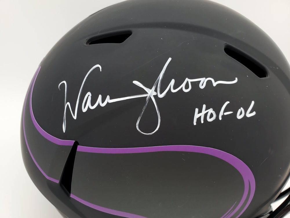 Warren Moon Autographed Signed Minnesota Vikings Eclipse Black Full Size Speed Replica Helmet "HOF 06" Mcs Holo #187023 Image a