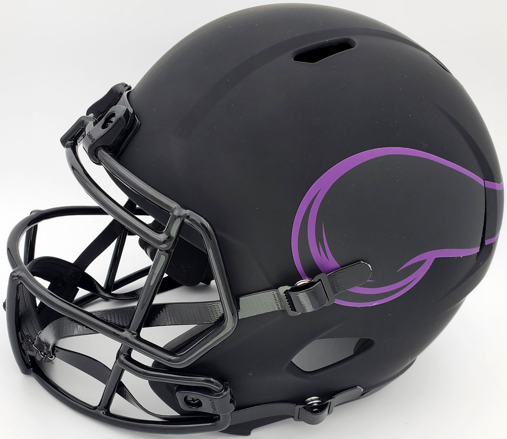 Warren Moon Autographed Signed Minnesota Vikings Eclipse Black Full Size Speed Replica Helmet "HOF 06" Mcs Holo #187023 Image a
