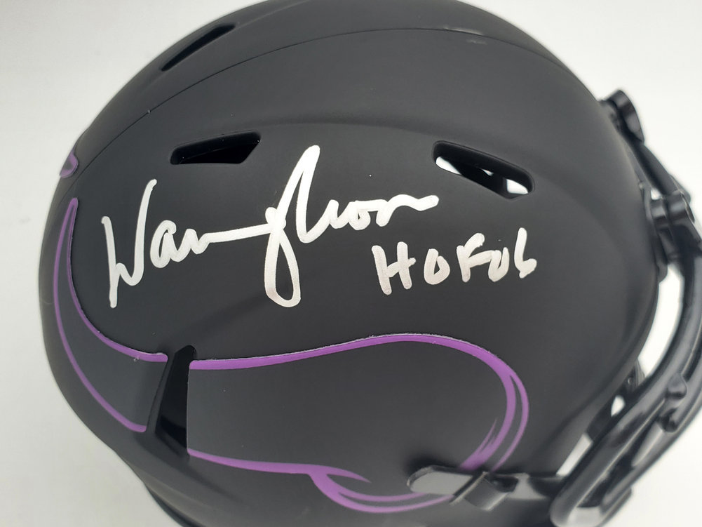 Warren Moon Autographed Signed Minnesota Vikings Eclipse Black Mini Helmet "HOF 06" Mcs Holo #197050 Image a