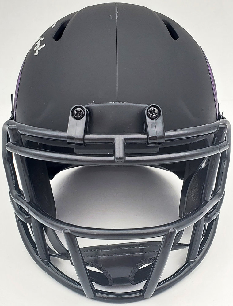 Warren Moon Autographed Signed Minnesota Vikings Eclipse Black Mini Helmet "HOF 06" Mcs Holo #197050 Image a