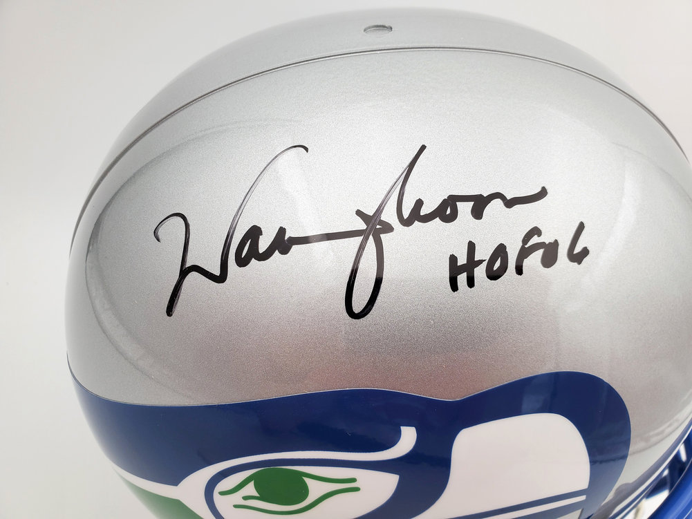 Warren Moon Autographed Signed Seattle Seahawks Full Size Gray Replica Throwback Helmet "HOF 06" Mcs Holo #187028 Image a