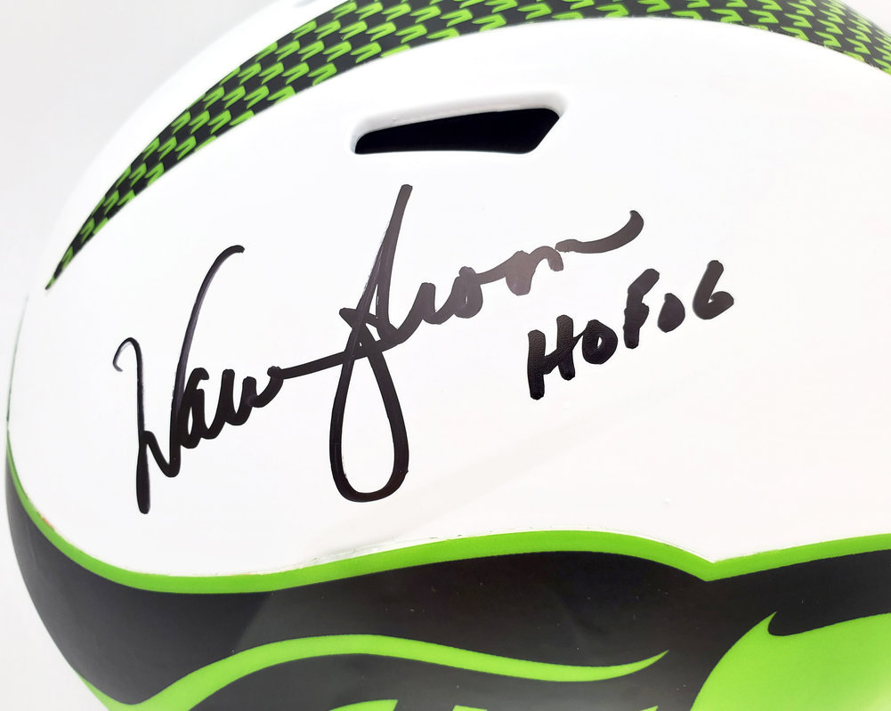 Warren Moon Autographed Signed Seattle Seahawks Lunar Eclipse White Full Size Replica Speed Helmet "HOF 06" Mcs Holo #196472 Image a