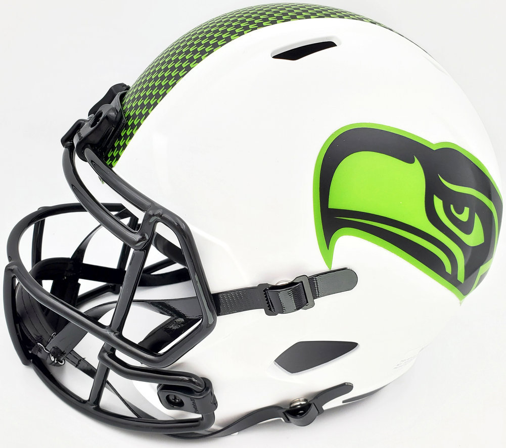 Warren Moon Autographed Signed Seattle Seahawks Lunar Eclipse White Full Size Replica Speed Helmet "HOF 06" Mcs Holo #196472 Image a
