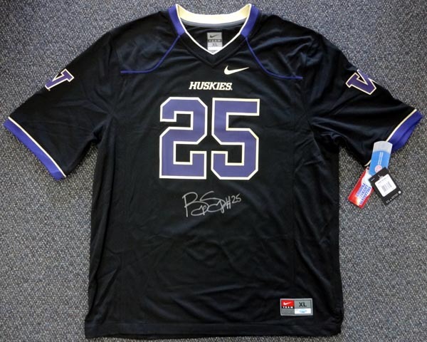 Washington Huskies Bishop Sankey Autographed Signed Black Nike Jersey Size Xl Mcs Holo #73080 Image a