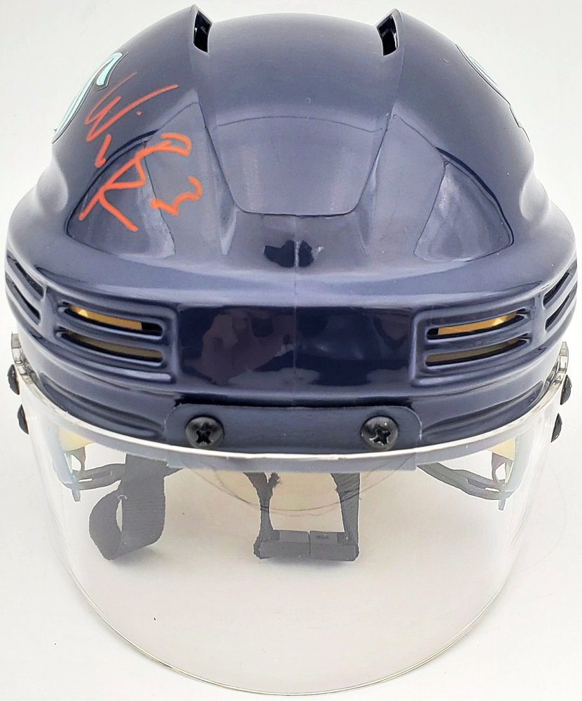 Will Borgen Autographed Seattle Kraken Blue Mini Helmet Fanatics Holo #200305 Image a