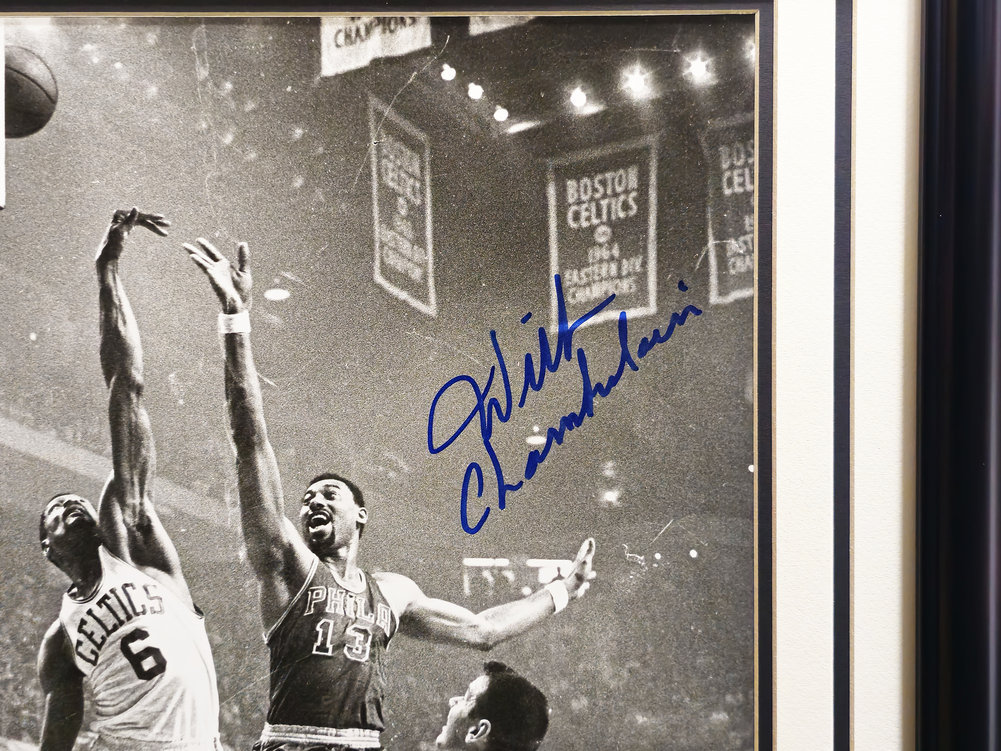 Wilt Chamberlain & Bill Russell Autographed Framed 16X20 Photo Beckett Beckett Image a