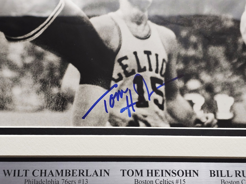 Wilt Chamberlain, Bill Russell & Tom Heinsohn Autographed Framed 16X20 Photo JSA Image a