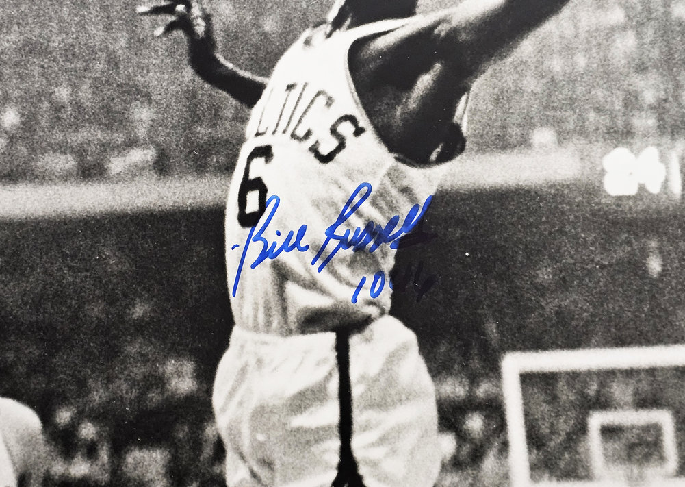 Wilt Chamberlain, Bill Russell & Tom Heinsohn Autographed Framed 16X20 Photo JSA Image a