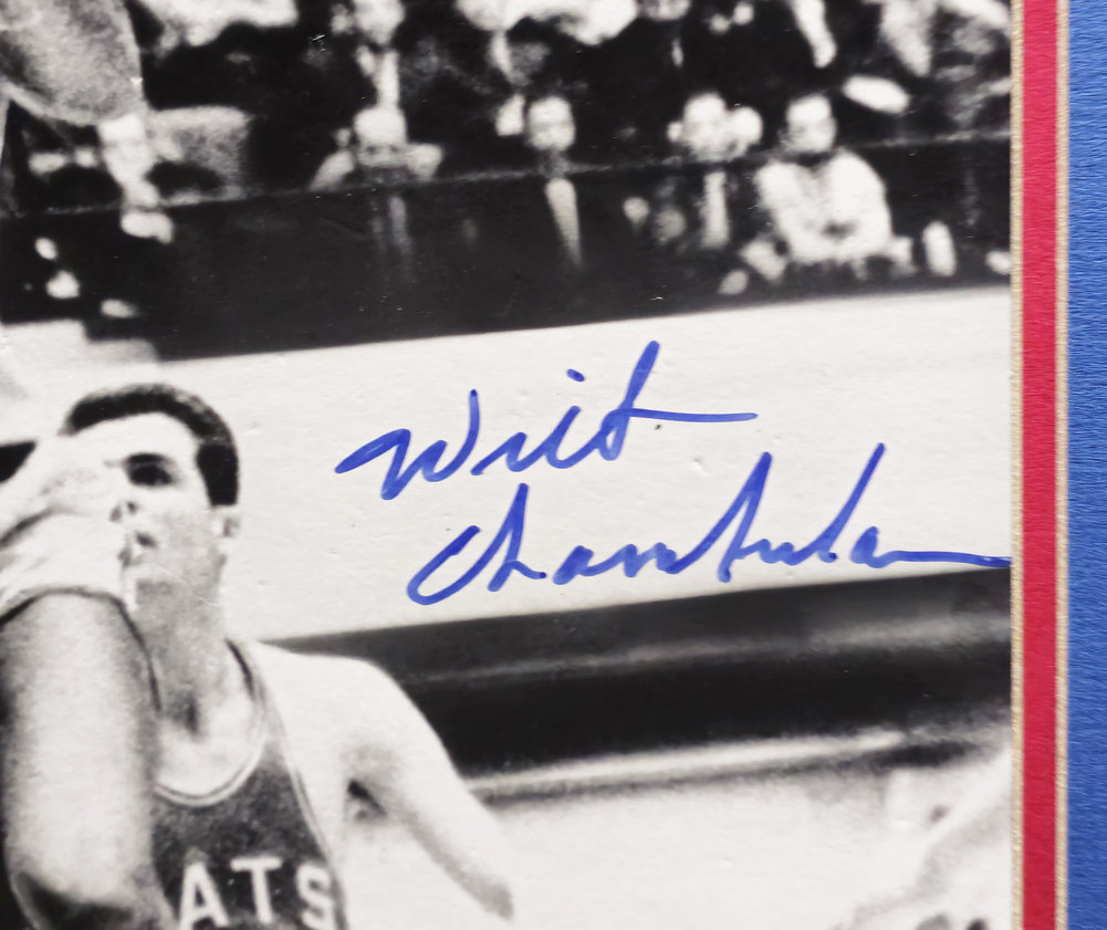 Wilt Chamberlain Autographed Framed 16X20 Photo Philadelphia 76Ers JSA Image a