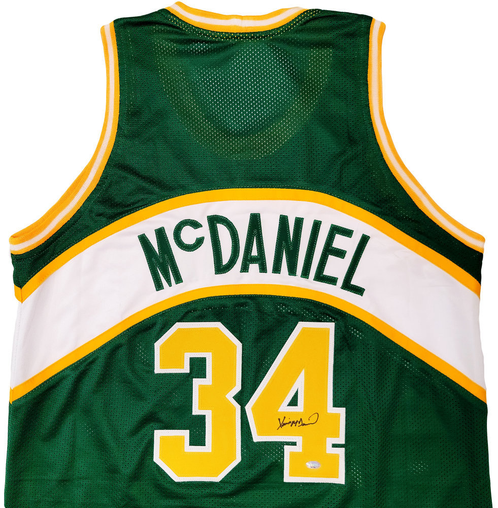 Seattle Supersonics Xavier Mcdaniel Autographed Green Jersey Mcs Holo #202418 Image a