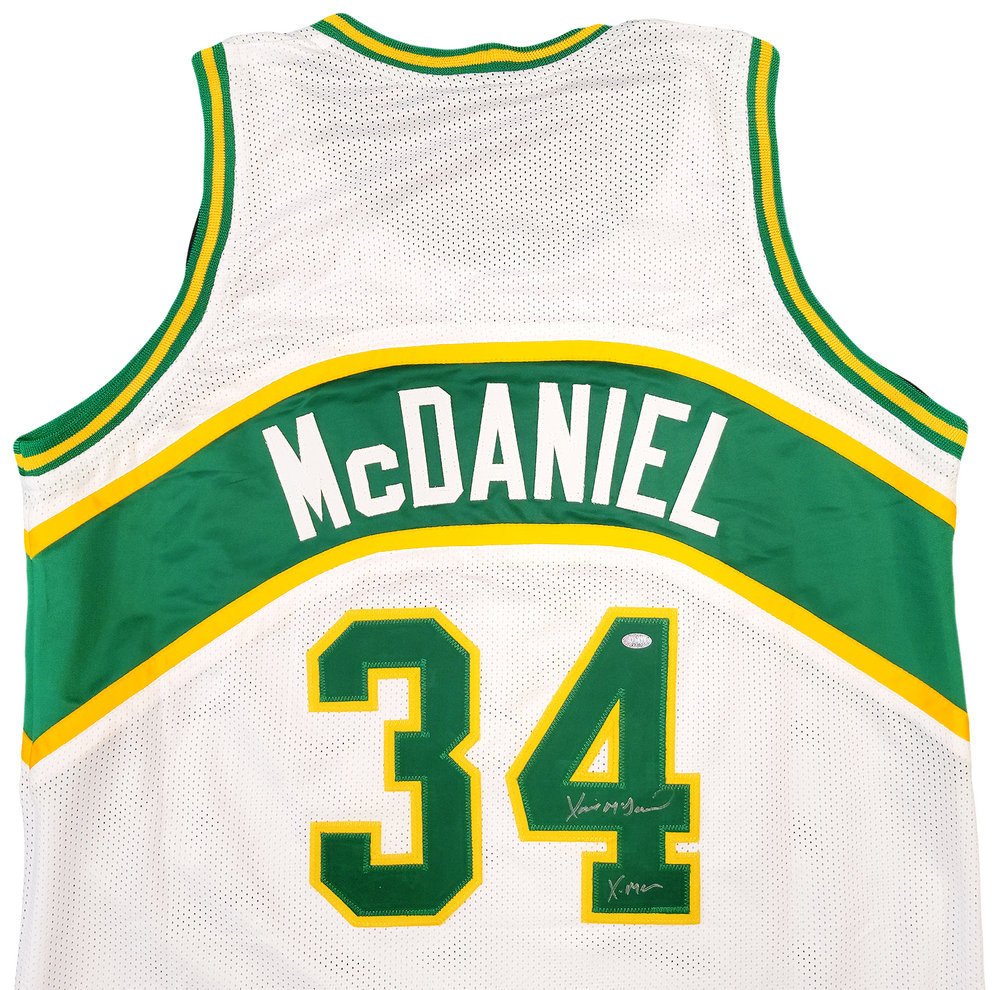 Seattle Supersonics Xavier Mcdaniel Autographed White Jersey "X-Man" Mcs Holo #202419 Image a