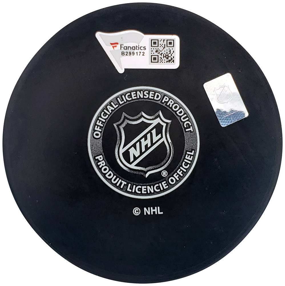 Yanni Gourde Autographed Official Seattle Kraken Logo Hockey Puck Fanatics Holo #200867 Image a