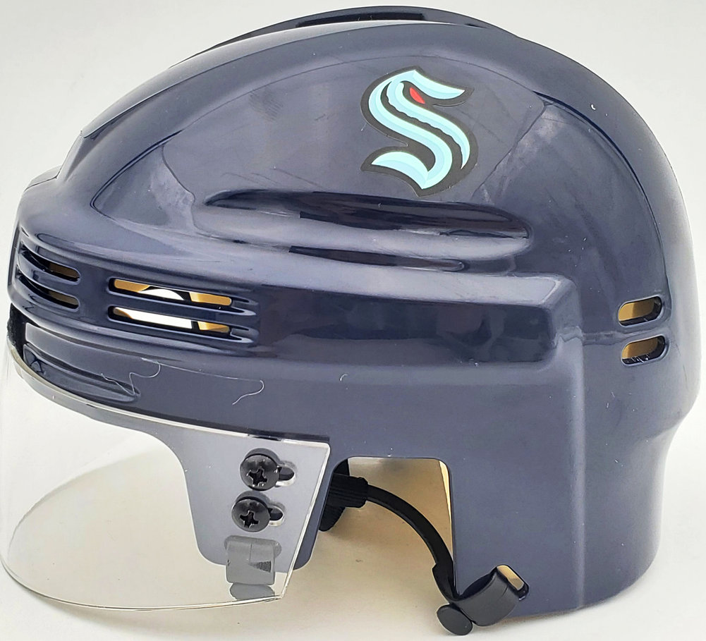 Yanni Gourde Autographed Seattle Kraken Blue Mini Helmet Fanatics Holo #200295 Image a